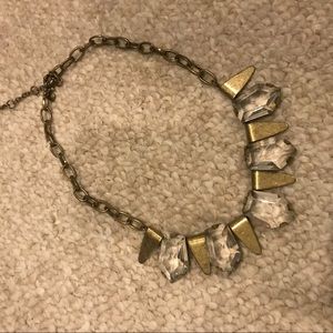 Brass and chunky crystal adjustable necklace